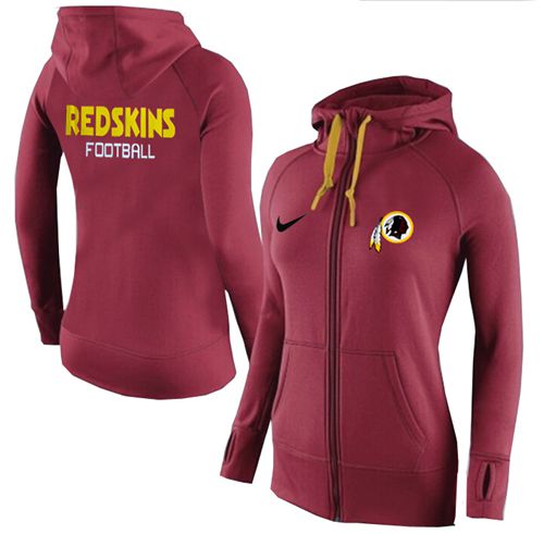 Women's Nike Washington Redskins Full-Zip Performance Hoodie Red_1 - Click Image to Close